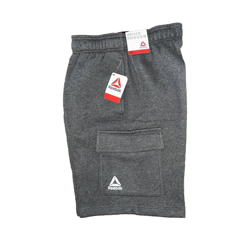 Reebok Shorts Essential Fleece Cargo Lifestyle 10” Charcoal Heather Men’s Small